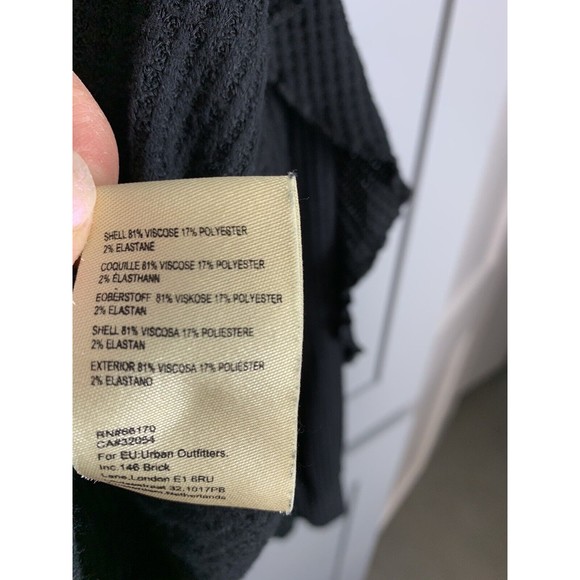 Pilcro Womens Sweater Large Black Ruffle Arms Waffle Knit Bohemian V Neck Boho - Picture 7 of 10